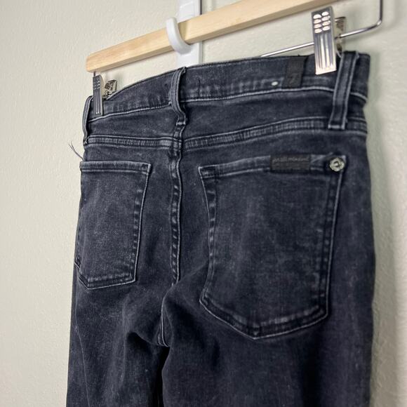 7 For All Mankind Dojo Jeans Women's Size 26 Black Wash Denim Flare Stretch - Picture 10 of 12